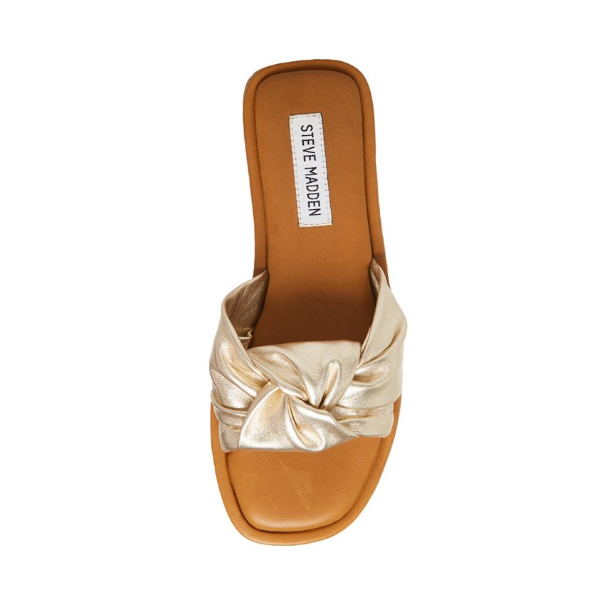 Gold Steve Madden Tatiana Women's Slides | PH 8201XJW